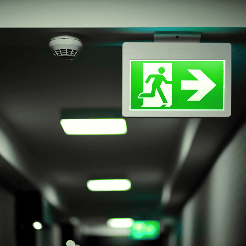 Emergency lighting static inverters Emergency lighting in a hospital corridor