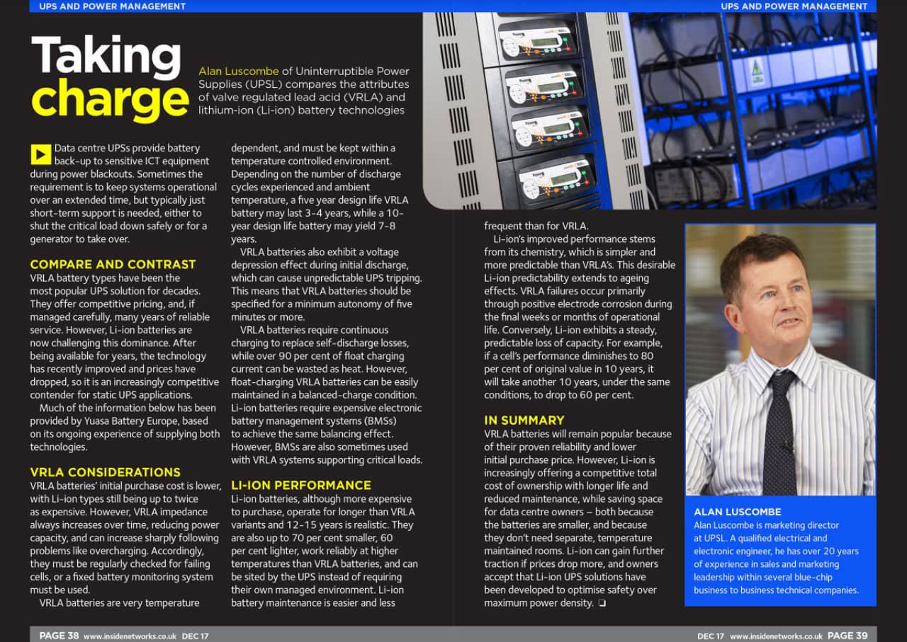 Inside Networks – Taking Charge Double Page Article